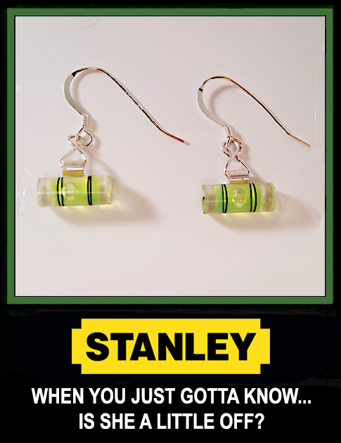 Fun cartoon of Stanley little levels on earrings.