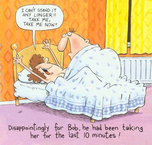 a couple in bed, a funny cartoon