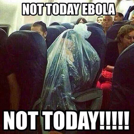 Woman wrapped in saran wrap in airplane trying to fight ebola