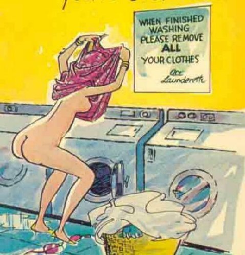 Sign in Laundromat says... Remove clothes when done, so a blonde does.