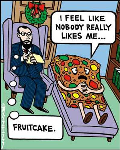 Fruitcake on couch