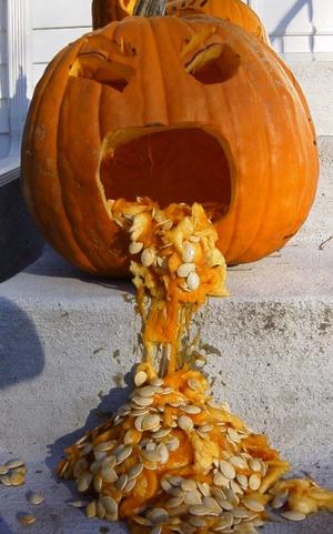 A pumpking throwing up
