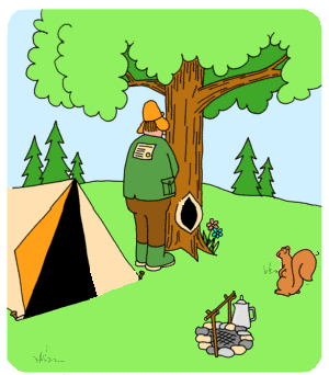 Squirrels give camping advise