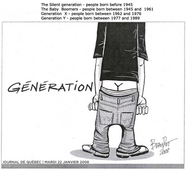 Y Generation pants are so low you can see the crack that looks like a Y