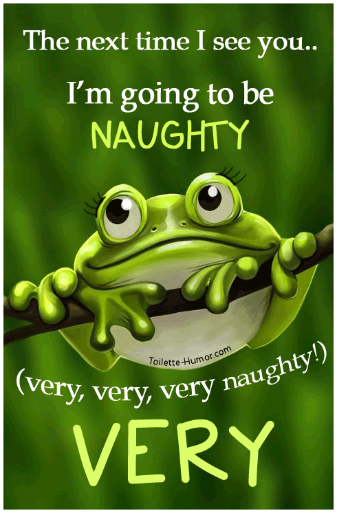 cute frog says the next time i see you...I'm going to be naughty, very very ver naughty. VERY