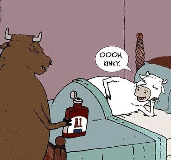 bull brings A1 sauce to the bedroom, a funny cartoon