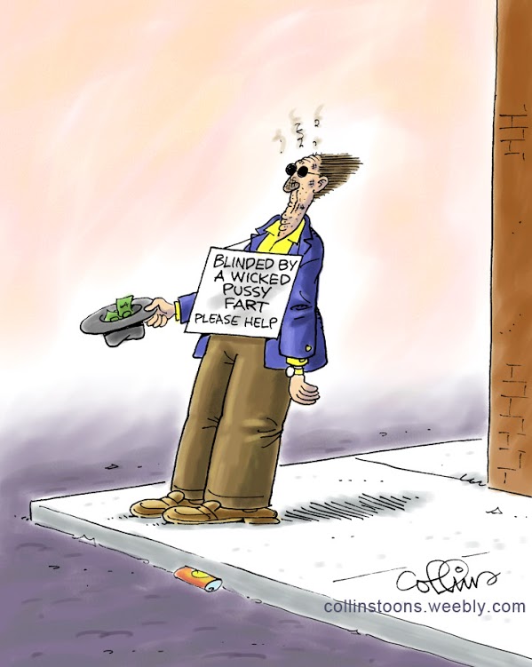 A Blind Man needs help, a funny cartoon