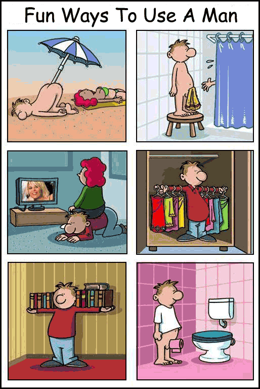 six different ways to use a man - a funny cartoon