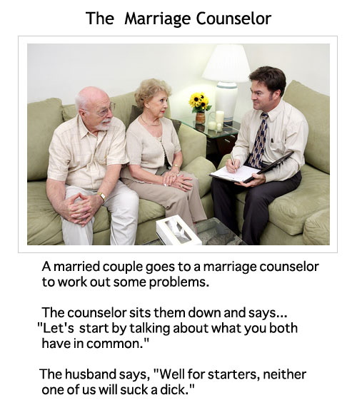 Couple visits a marriage counselor