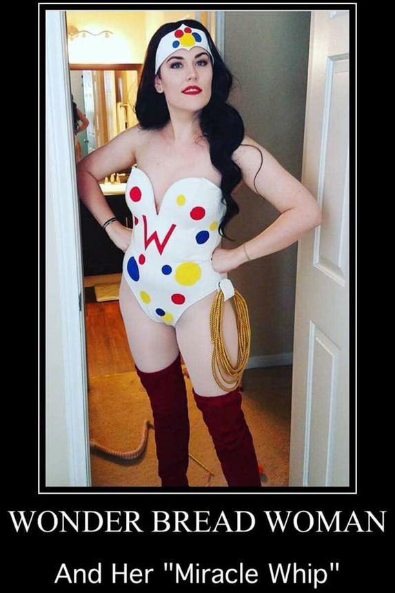 A Wonder Bread Woman costume for Halloween.