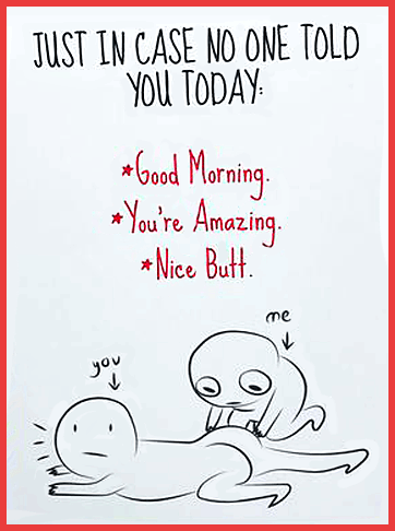 a cute cartoon that shows stick figures saying good morning.