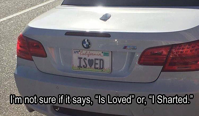 A funny license plate.