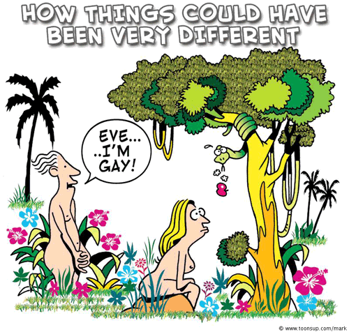 things could have been different in The Garden Of Eden, a funny cartoon