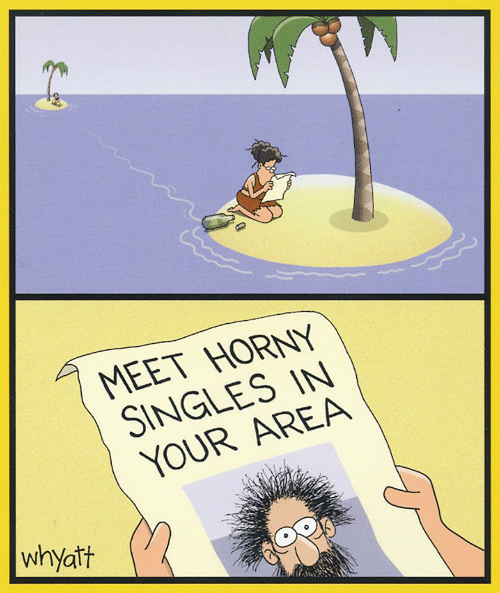 Naughty sign floats up on the Island, a funny cartoon