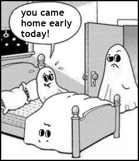 Two sheets get caught, a Halloween cartoon
