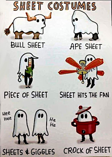 Funny cartoon about halloween sheets.