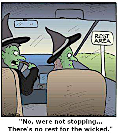 funny cartoon about two witches on vacation
