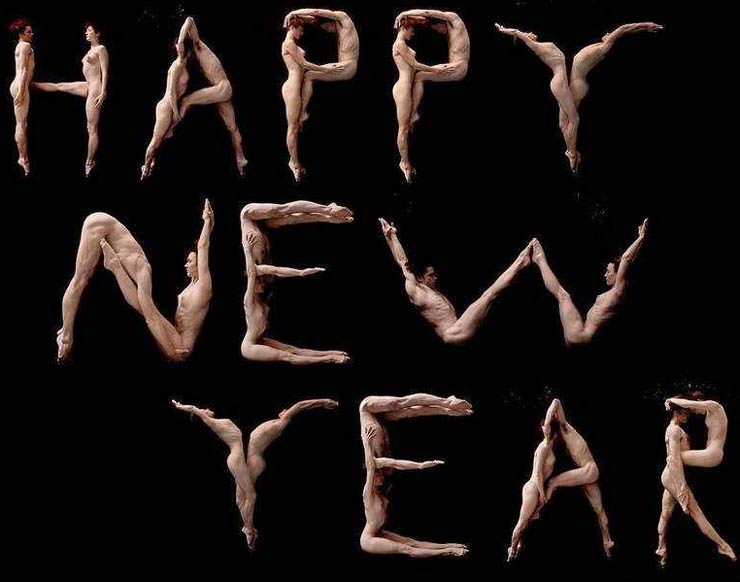 Naked Bodys spell out Happy New Year, tastefully done!