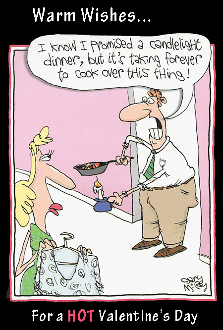 Dinner by candlelight gone wrong, a funny cartoon
